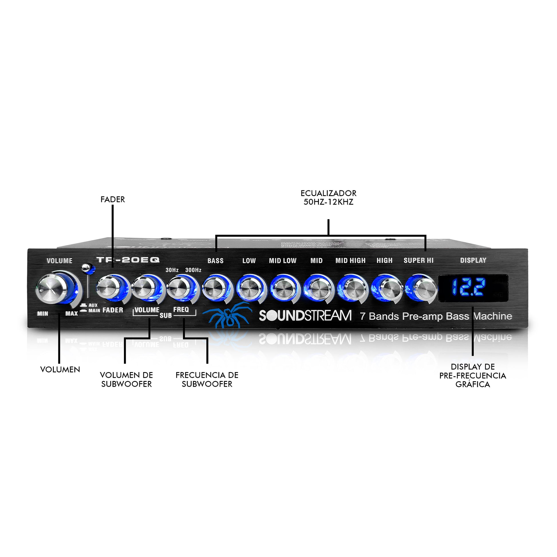 Ecualizador de Sonido de 7 Bandas, Ecualizador de Audio Digital de Doble  Canal con Ajuste de